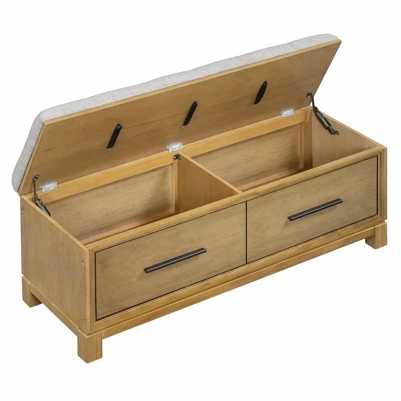 Shoe Bench with Removable Cushion and Hidden Storage for Entryway and Living Room Organization