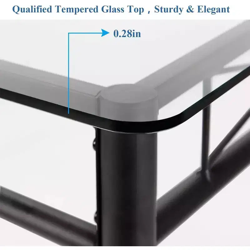 VECELO 5 Piece Dining Table Set with Glass Top Table & 4 Upholstered Chairs, Kitchen Rectangular Table Set Brown/Black