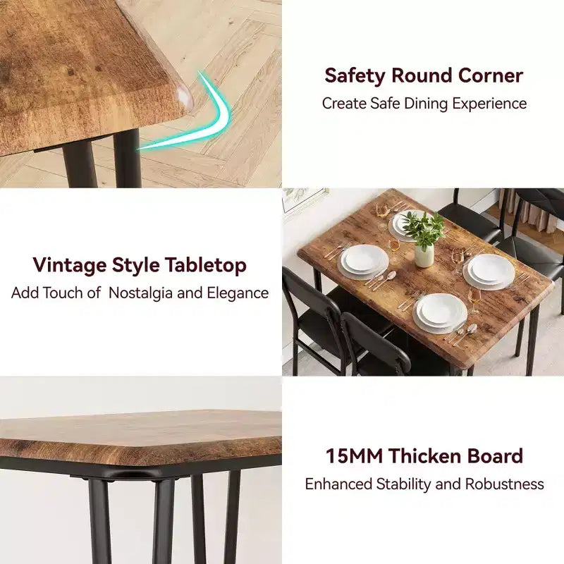 5 Piece Dining Table Set for 4, Kitchen Table and Chairs for 4, Modern Dining Room Table Set, Dinner Table Set for 4
