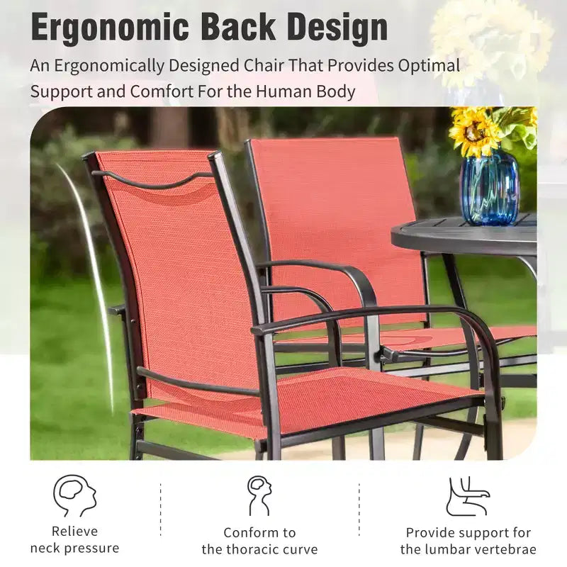 Captiva Designs 7pc Patio Dining Set with Slat-top Rectangle Table & Sling Fixed Dining Chairs