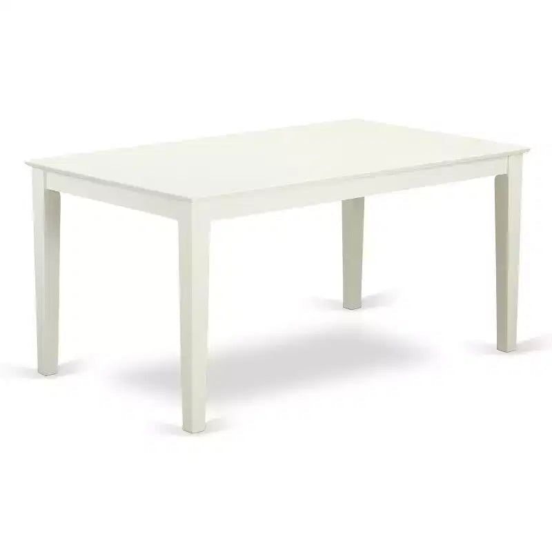 HomeStock Linen White 7 Piece Kitchen Table Set Rectangle Table and 6 Chairs