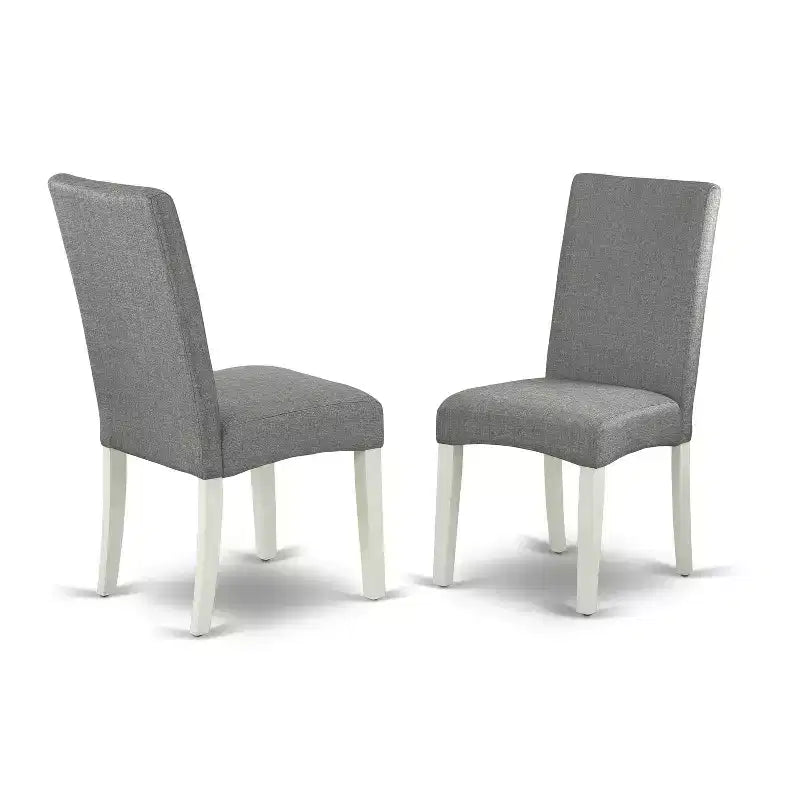 HomeStock 5 Piece Dinette Set Linen White Round Table Gray Chairs