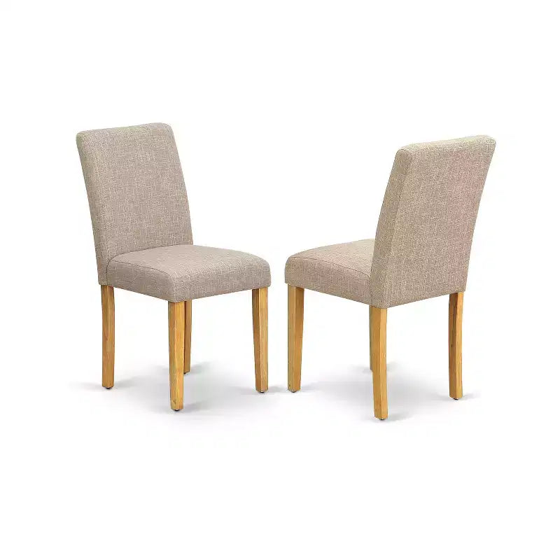 HomeStock Oval Kitchen Dining Set Oak Linen Fabric Chairs