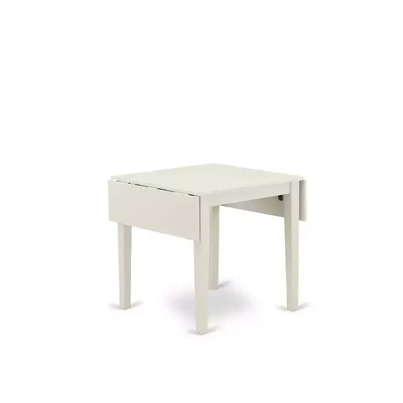 HomeStock 5 Piece Linen White Dining Table Set with Baby Blue Chairs