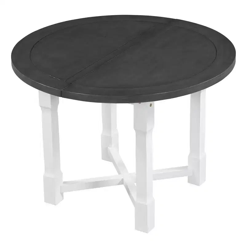 Merax Farmhouse Style Kitchen Table with Removable Leaf & Upholstered Chairs