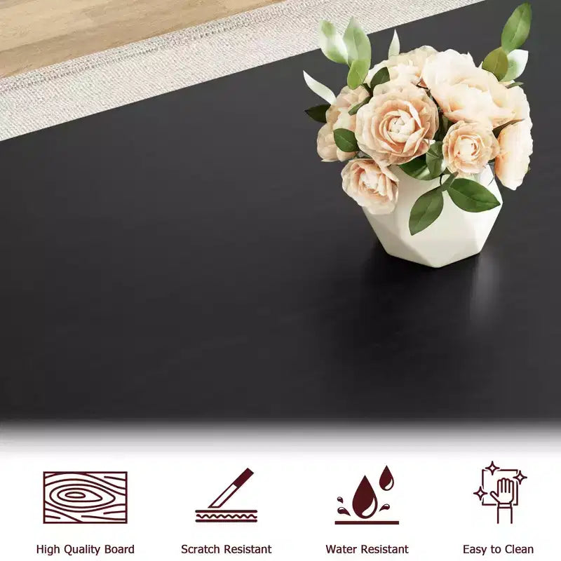 Dining Table Set for 4, Kitchen Table with Sturdy Metal Frame, Rectangular Dining Room Table Set with 2 Benches, Saving Space for Kitchen, Dining Room