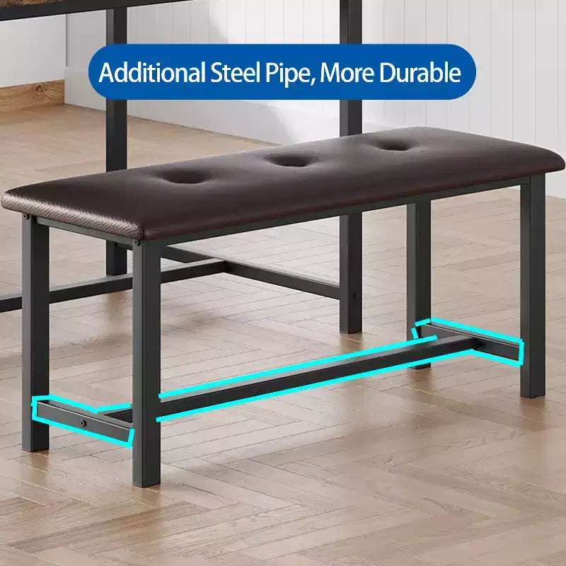 Dining Table Set for 4, Kitchen Table with 2 Upholstered Benches, Wood Kitchen Dining Room Set, for Small Space, Apartment, Home, Dinner