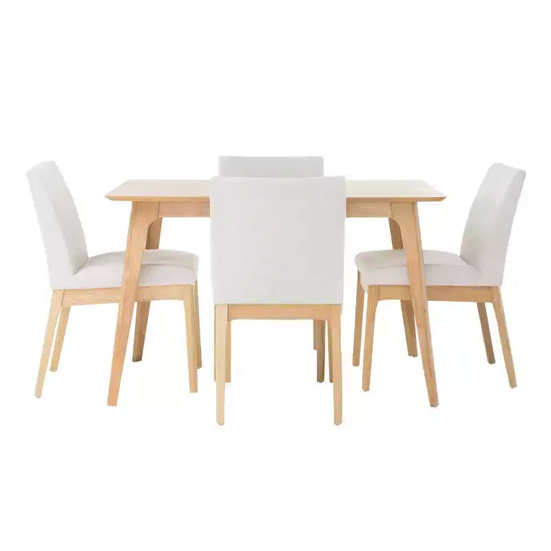GDFStudio Brittany 5 Piece Mid-Century Modern Fabric Upholstered Dining Set