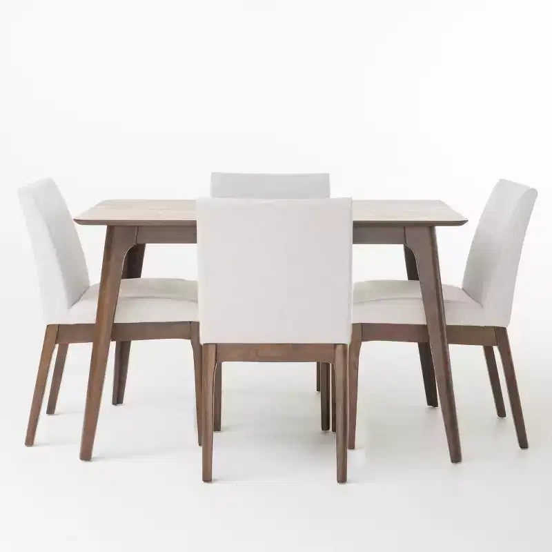 GDFStudio Brittany 5 Piece Mid-Century Modern Fabric Upholstered Dining Set