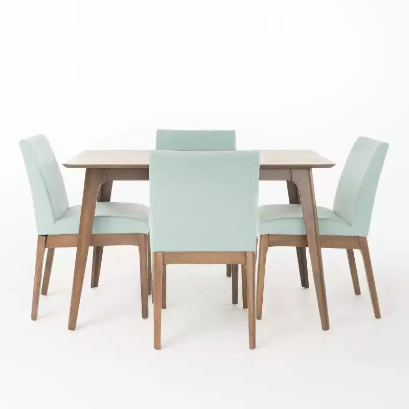 GDFStudio Brittany 5 Piece Mid-Century Modern Fabric Upholstered Dining Set
