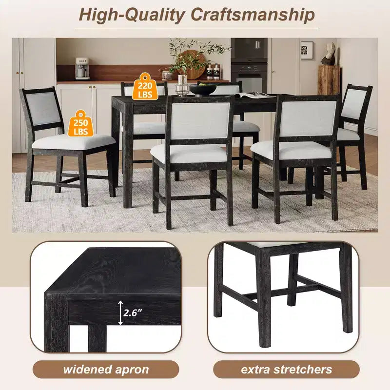 Merax 7-Piece Retro Dining Table Set for 6