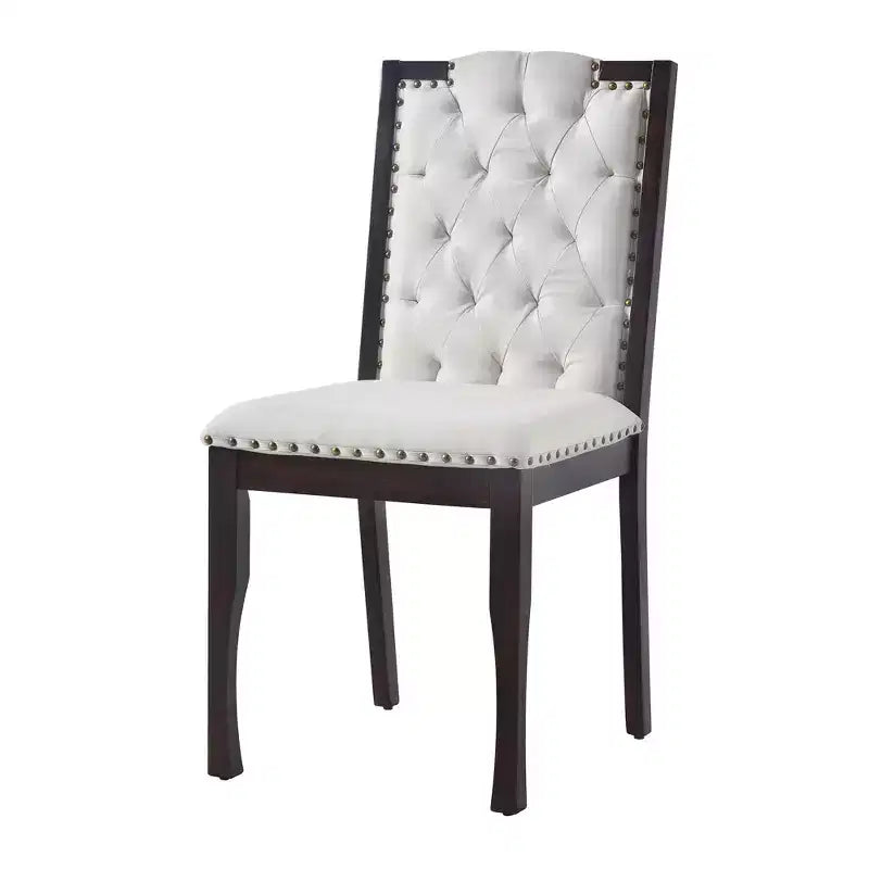 Retro 6 Pieces Kitchen Dining Table Set, Wood Rectangular Table and 4 High-Back Tufted Chairs & 1 Bench