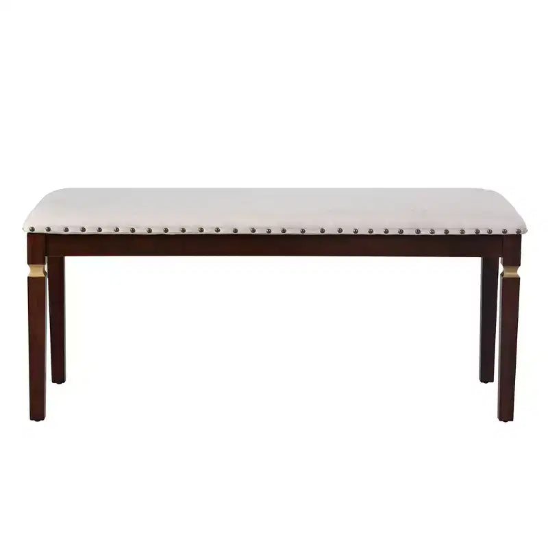 Retro 6 Pieces Kitchen Dining Table Set, Wood Rectangular Table and 4 High-Back Tufted Chairs & 1 Bench