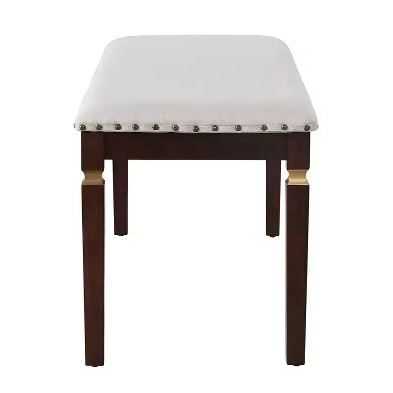 Retro 6 Pieces Kitchen Dining Table Set, Wood Rectangular Table and 4 High-Back Tufted Chairs & 1 Bench