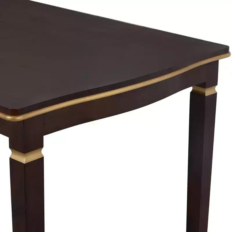 Retro 6 Pieces Kitchen Dining Table Set, Wood Rectangular Table and 4 High-Back Tufted Chairs & 1 Bench