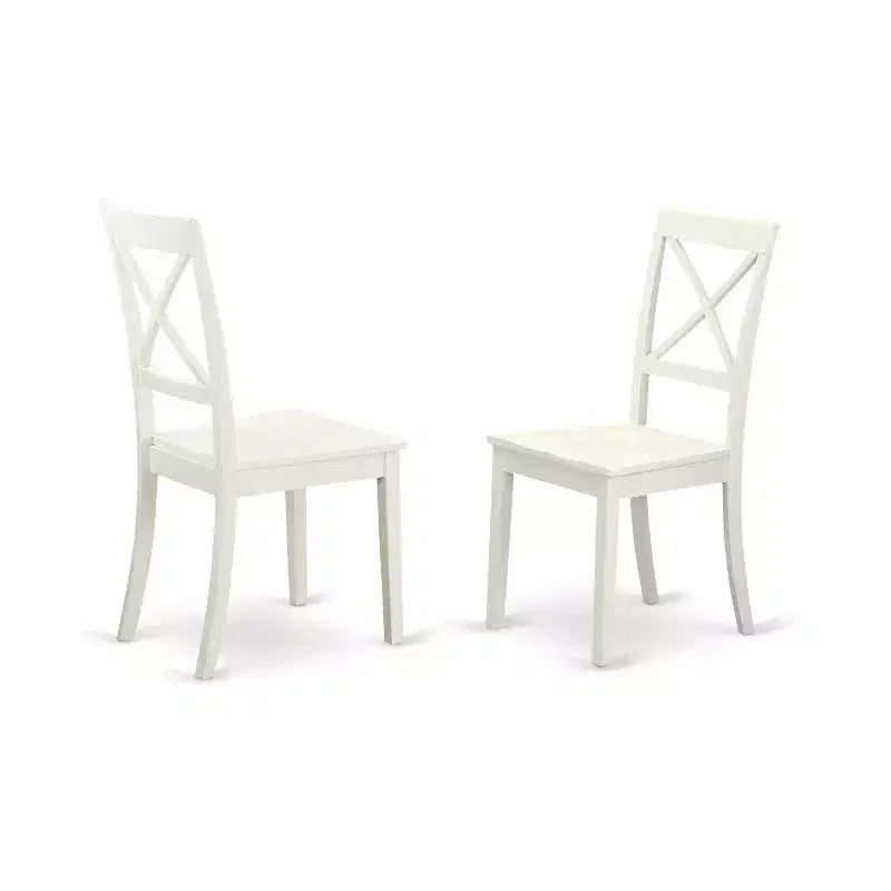 HomeStock Belmont Square Kitchen Table And Wood Kitchen Dining Chairs, Linen White