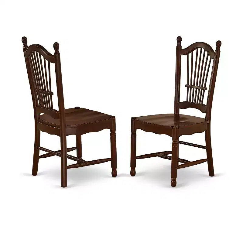 HomeStock Belmont 5Pc Square 36 Dinner Table And Four Wood Seat Kitchen Chairs, Mahogany