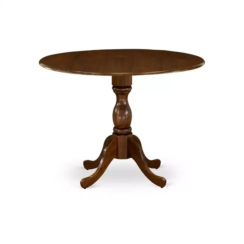 HomeStock Belmont 3 Piece Dining Table Set, 1 Drop Leaves Table and 2 Light Tan Linen Fabric Dinning Chairs - Acacia Walnut Finish