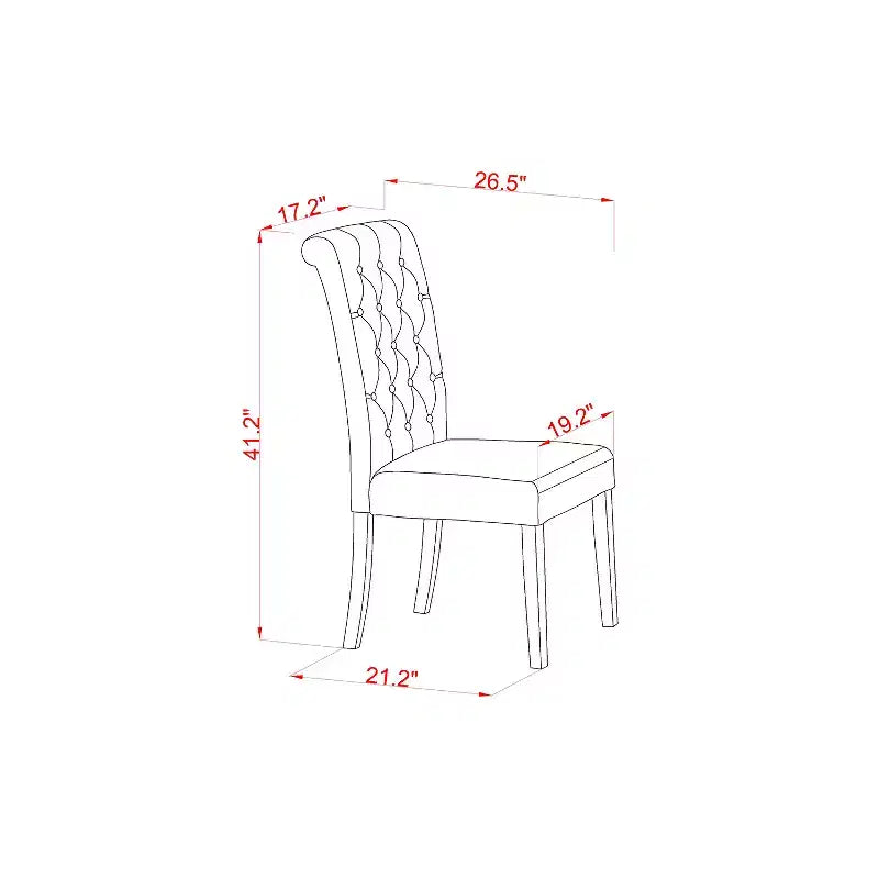 HomeStock Belmont 6Pc Dining Set Includes a Rectangle Dining Table, Four Parson Chairs with Light Fawn Fabric and a Bench, Mahogany Finish