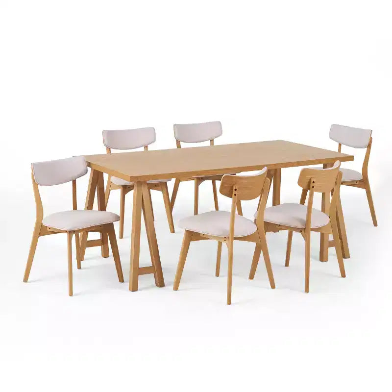 Christopher Knight Home Chazz Mid-Century Modern Fabric Upholstered 7 Piece Dining Set