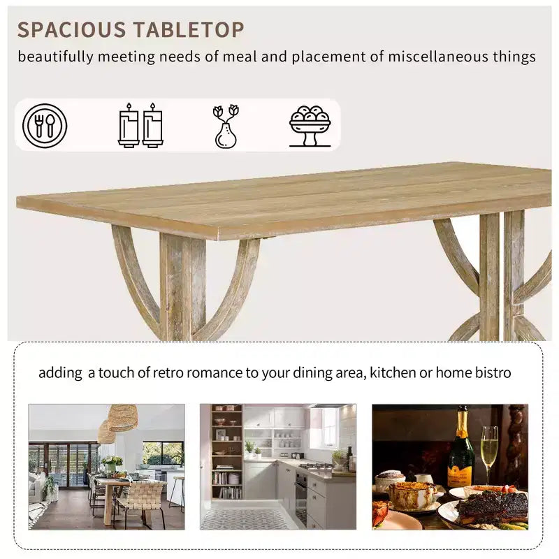 GDFStudio Kent 6 Piece Solid Wood Dining Table Set with Upholstered Chairs and Bench