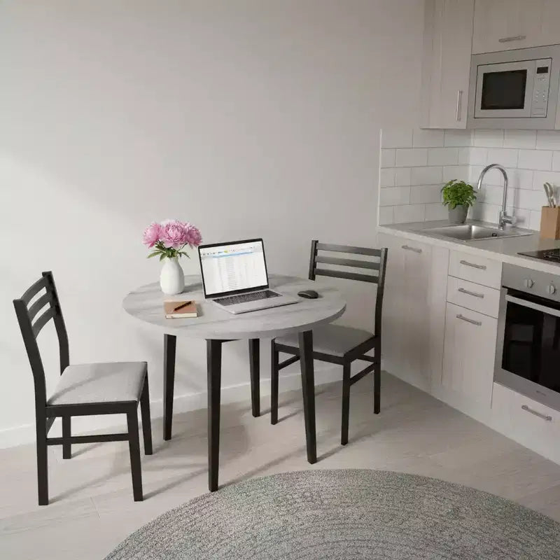 Homy Casa 3-Piece Drop-Leaf Dining Table Set with 2 Chairs  Space-Saving Kitchen Furniture