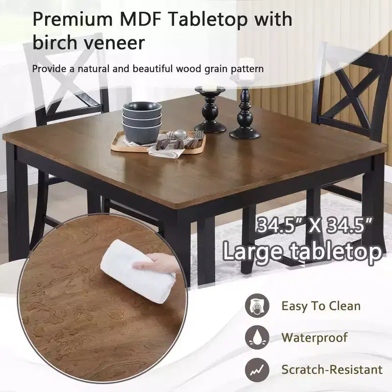 GDFStudio Callan 5-Piece Farmhouse Wood Upholstered Counter Height Dining Set