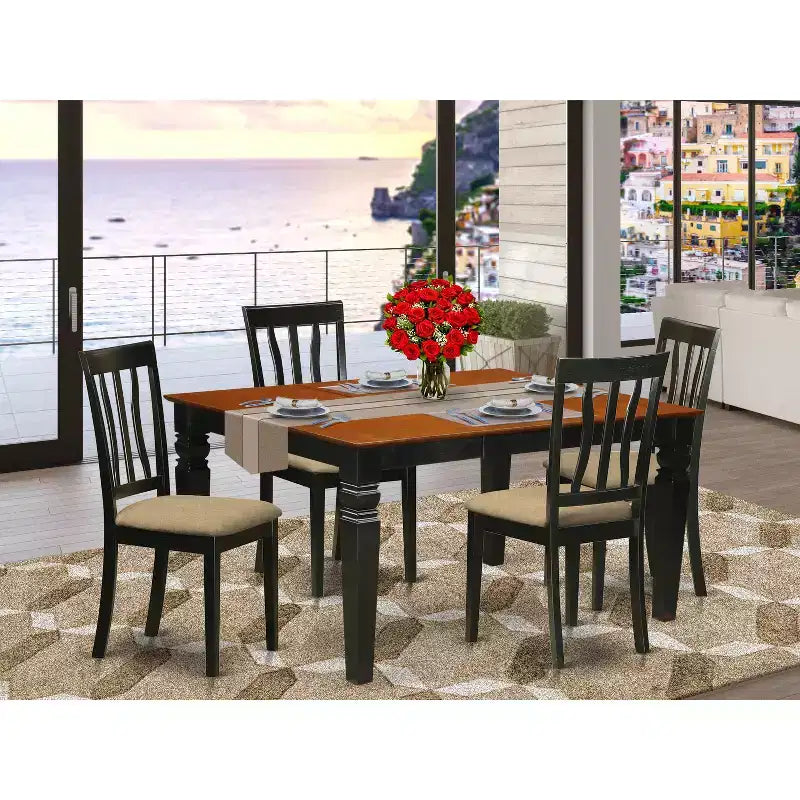 Retro Dinette Table Set - Kitchen Table and Chairs - 7 Piece Dining Set