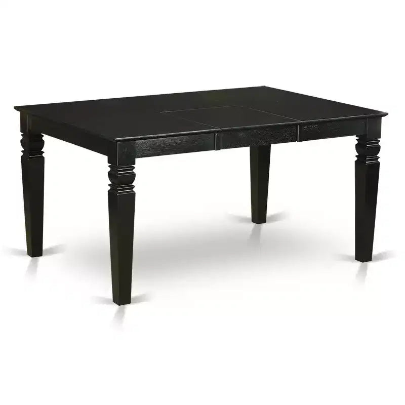 HomeStock 5-Piece Black Finish Solid Wood Top Dining table with 4-Chairs with Butterfly Leaf