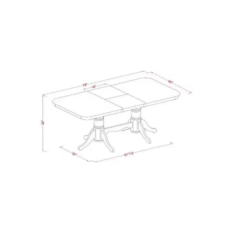 Kitchen Dining Set 7 Piece - Wood Table & Linen Chairs - 40x78 Inch Rectangle