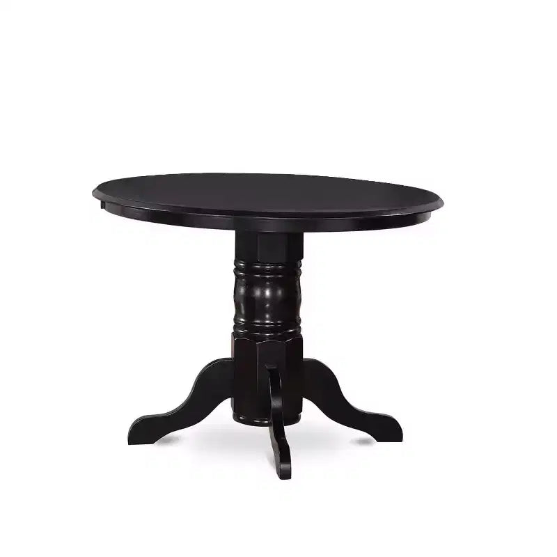 3-Piece Black Finish Solid Wood Top - Button Tufted Dining Room Set - Seats 4
