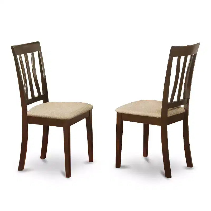 Kitchen Table Set for 4 - 5 Piece Dining Set with Round Table & Linen Chairs - Art Deco Style