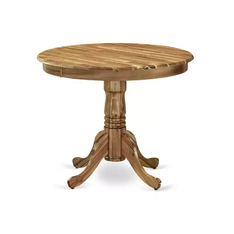 3-Piece Natural Oil Finish Solid Wood Top - Round Upholstered Dining Room Set - Seats 4
