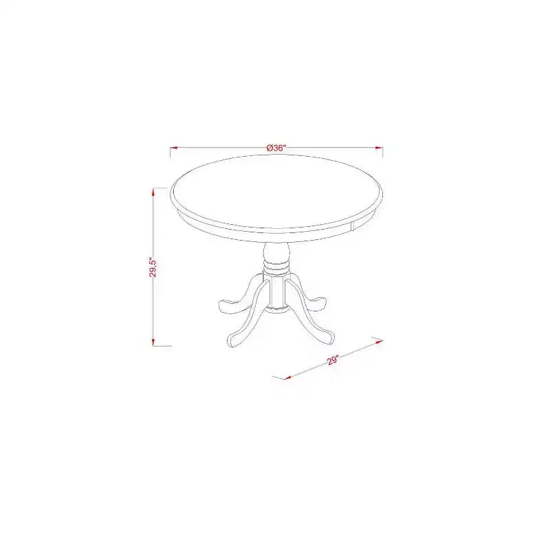 3-Piece Natural Oil Finish Solid Wood Top - Round Upholstered Dining Room Set - Seats 4