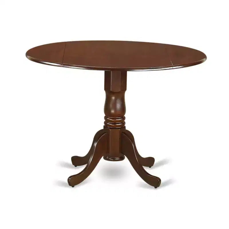 Round Kitchen Table Set 5pc 42 Table w/ Drop Leaves & 4 Parsons Chairs - Rustic Dining Set