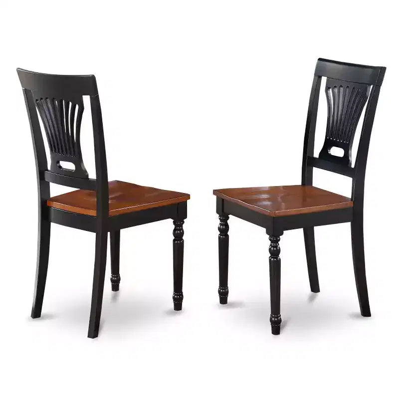 HomeStock 7-Piece Rectangle Black and Cherry Finish Solid Wood Top Dining Table with 6 Chairs