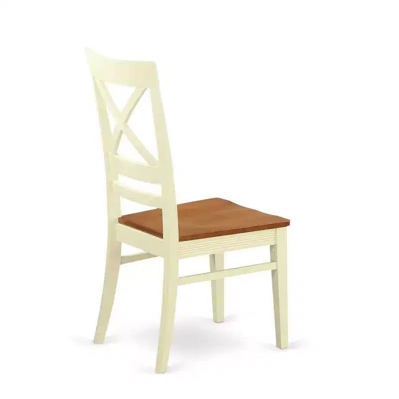 HomeStock 3-Pc Buttermilk and Cherry Solid Wood Top - Round Dining Room Set - Seats 4