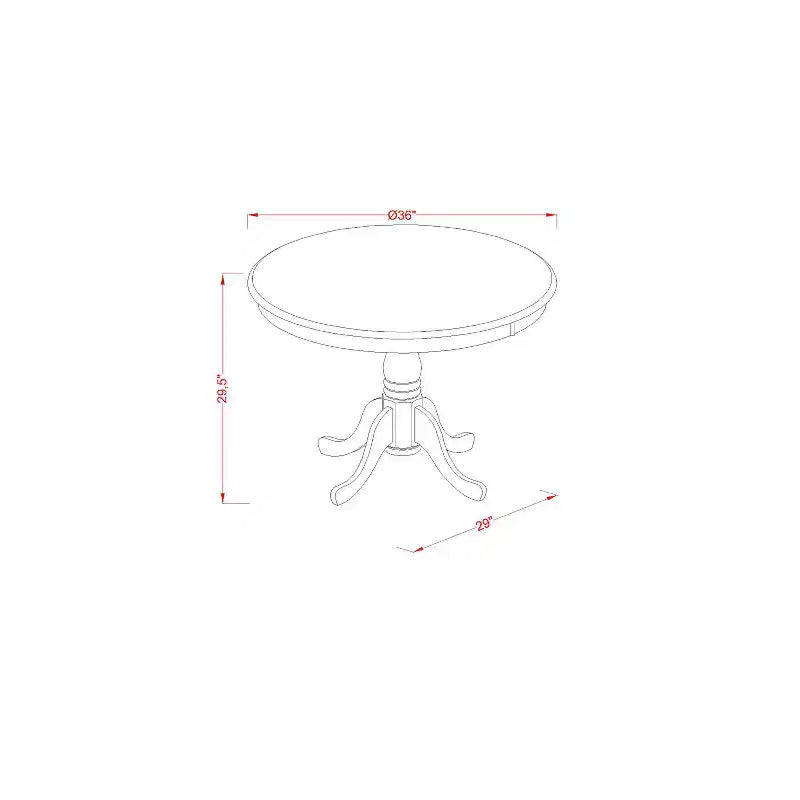Round Kitchen Dining Table Set - Small Table with 4 Chairs - Cappuccino Finish
