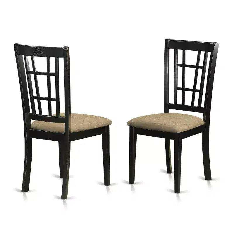Dining Room Table Set 7 Piece - Rectangular Table with Butterfly Leaf & 6 Kitchen Chairs - Black & Cherry Finish