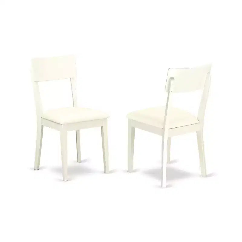 Mid-Century Dinette Set - 3 Piece Table & Chairs - Linen White Finish - Round Dining Table