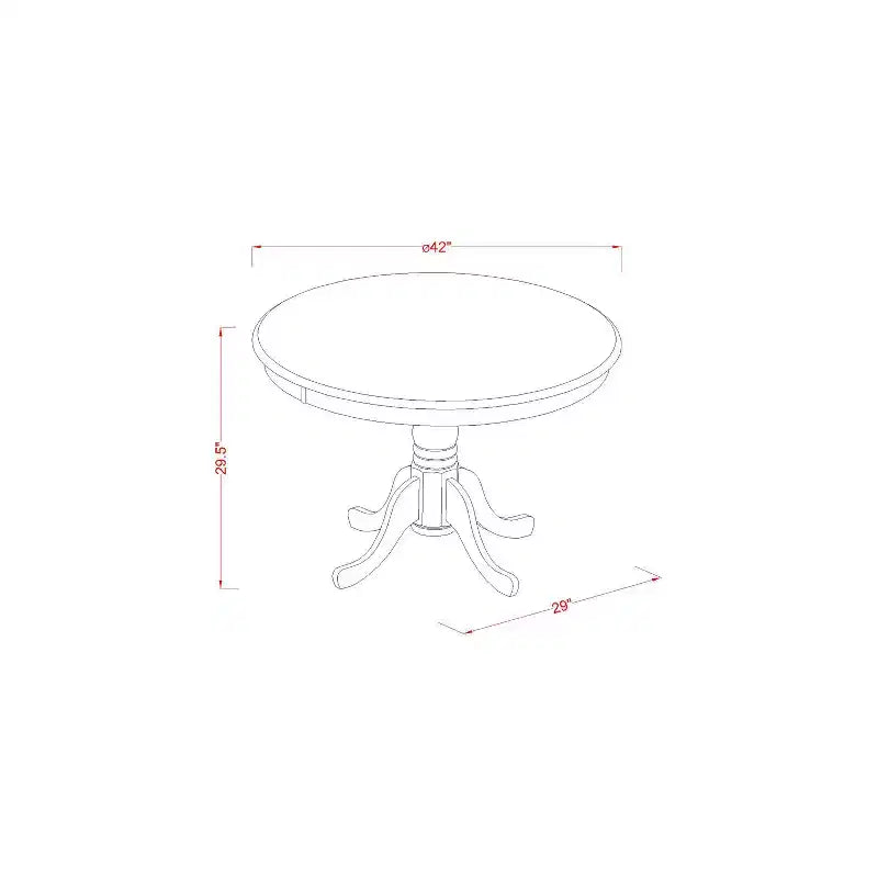 Mid-Century Dinette Set - 3 Piece Table & Chairs - Linen White Finish - Round Dining Table