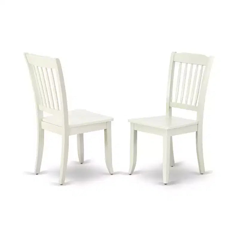 HomeStock 5-Piece Linen White Finish Solid Wood Top Dining table with 4-Chairs with Slat Back