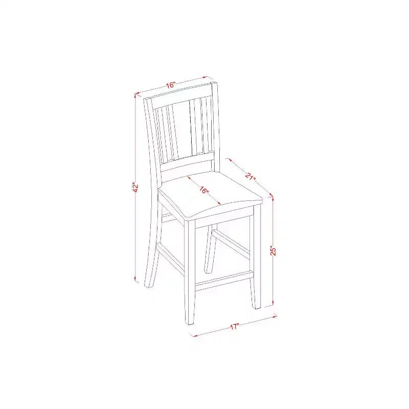 Counter Height Table Set with Chairs - Modern Dining Pub Set - Mahogany Finish - 5 Piece Set