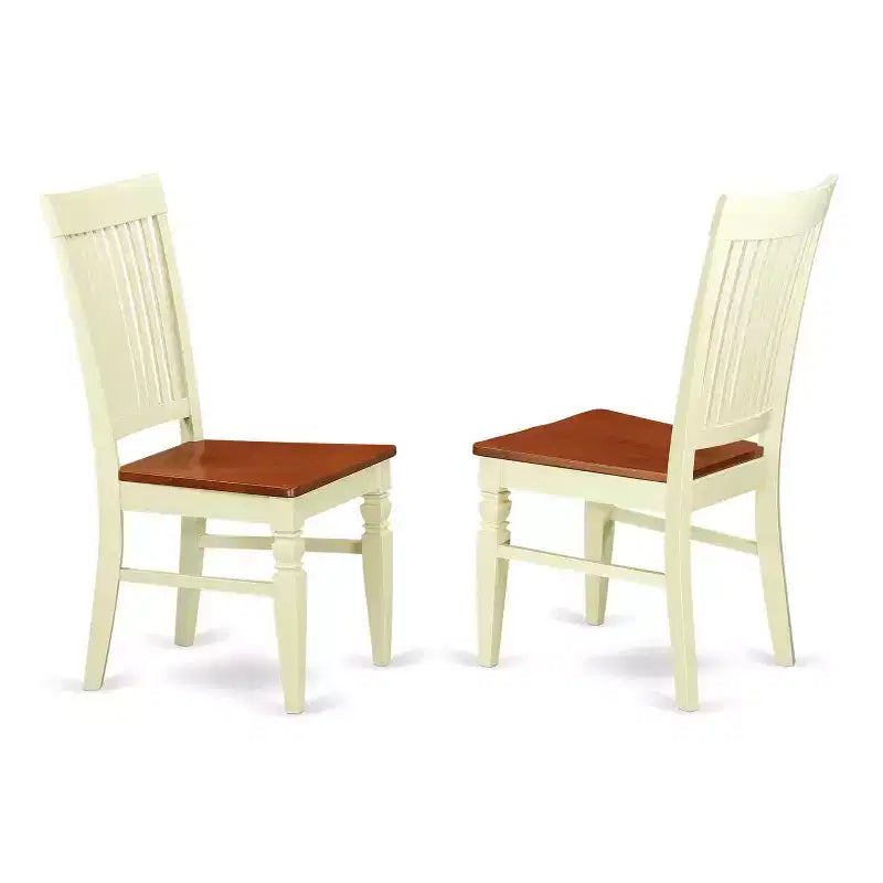 Rustic Dining Set 5 Piece - Kitchen Table & 4 Chairs - Round Table with Wood Seats - Farmhouse Style