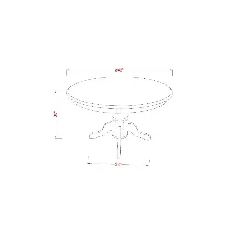 Round Dining Set 3pc - 42 Inch Table & 2 Chairs - Linen White Kitchen Dinette Set