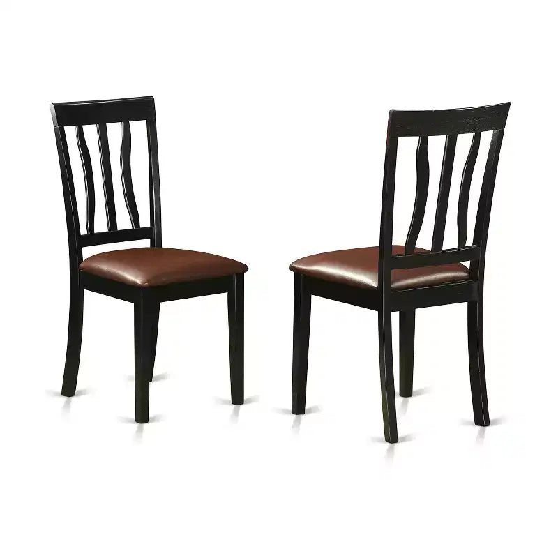 HomeStock 5-Pc Black and Cherry Finish Solid Wood Top Dining table with 4 Chairs