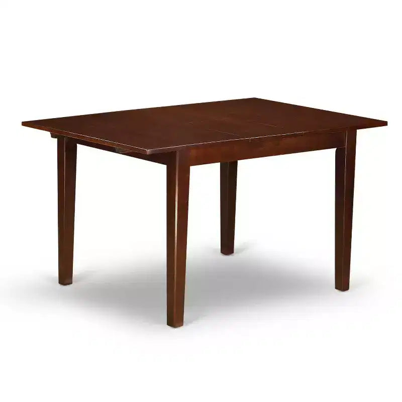 Rectangular Dining Table Set - 3pc Table w/ Butterfly Leaf & 2 Parsons Chairs - Brown Faux Leather