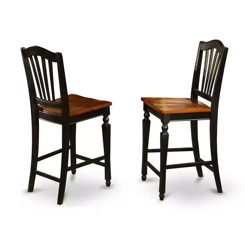 Kitchen Dinette Set - 3 Piece Table & Chair Set - Round Pedestal Table - Dark Mahogany Finish