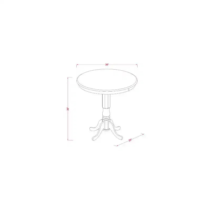 Kitchen Dinette Set - 3 Piece Table & Chair Set - Round Pedestal Table - Dark Mahogany Finish