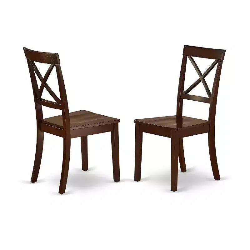 HomeStock 5-Pc Mahogany Finish Solid Wood Top - Rectangular Dining Room Set with Dropleaf - Seats 4